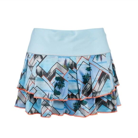 Lucky in Love ~ Sea Breeze Print Tier Tennis Pickleball Skort - L / 12 - Worn 1X - Picture 4 of 15